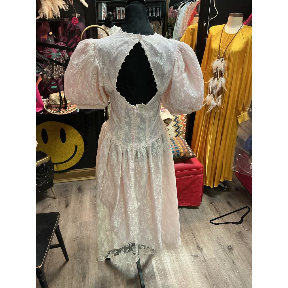 RETRO LACE 80'S PINK DRESS - Picture 4 of 4